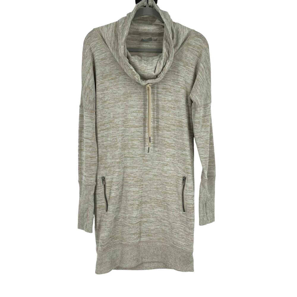Athleta Cowl Neck Sweater Dress Heathered Oatmeal Size XS